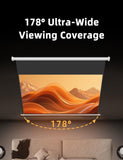 100" Matte White Motorized Projector Screen for UST Long/Standerd Throw Projector,178°Viewing Angle Movie Screen with Remote Control for Home Theater Presentation Education Wall/Ceiling Mount(16:9)