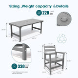 7 Piece Outdoor Dining Set, Patio Dining Table and 6 Chairs, All-Aluminum Frame