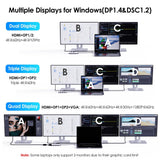 WAVLINK Laptop Docking Station, Quad Monitors, Dual DisplayPort, HDMI, VGA