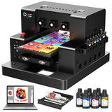 DXZ Upgraded A3 UV Printer with L805 6-Color Printhead, Vacuum Platform & White Ink System – High-Resolution Flatbed Printing for Phone Cases, Bottles, Wood & More (Printer+Laptop)