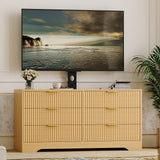 Garvee Wood TV Stand with Mount, Entertainment Center with 6 Drawers, Corner Media Console for 32–85 Inch TVs, Modern Storage TV Cabinet for Living Room Bedroom
