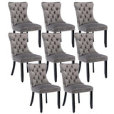 MOOLSUN Velvet Dining Chairs Set of 8, High Back Side Chairs, Modern Padded High-End Tufted Upholstered Chairs with Button-Tufted Back & Rear Pull Tabs, Solid Wood Legs E-Gray(Solid Wood Legs)