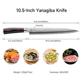 Sunnecko 10.5 inch Sashimi Knife,High Carbon Stainless Steel Japanese Sushi Knives,Yanagiba Knife with Knife Sheath and Gift Box