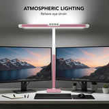 Galnolt LED Desk Lamp for Home Office with Base, 28.2" Adjustable Gooseneck Swing Arm Bright Desk Light, Dimmable Architect Table Lamp for Desktop Computer Light, Reading, Study, Workbench（Pink）
