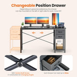Sweetcrispy 47 Inch Computer Desk with Drawers for Home Office, Writing Desk with X-Shaped Reinforcement