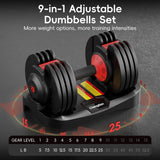 Upgraded Adjustable Dumbbells Set 25 lbs, 9 Weights Dumbbell Set, Quick Adjustable Dumbbells For Men Women Home Gym with Anti-Slip Handle, Safe and No Falling