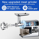 Electric Meat Grinder,3000 Max 304 Stainless Steel Meat Mincer Accessories with 2 Blades,3 Grinding Plates,3 Sausage Stuffer Tubes & Kubbe Kit for Home & Kitchen Use