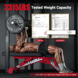 YOLEO Commercial Adjustable Weight Bench - MAX 2300LBS Heavy Duty Workout Bench for Home Gym, Decline/Flat/Incline Bench Press 2.4" Thick Pad (6-Step Assembly) (Weight Bench + 2 Dumbbells)