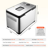 Happybuy Bread Maker, Dough Machine(19-in-1 2LB), Nonstick Ceramic Pan Automatic Breadmaker with Gluten Free Setting, Whole Wheat Bread Making, Digital, Programmable, 3 Loaf Sizes, 3 Crust Colors