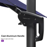 PURPLE LEAF Patio Telescopic Umbrella 11.5' x 11.5' Up Down Lifting Navy