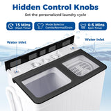 COSTWAY Portable Washing Machine, Twin Tub Lbs Capacity with Built-in Drain Pump, Lbs Washer and Lbs Spinner with Timer Control, Laundry Machine Perfect for Apartment Dorm RV (Grey+White,26 LBS)