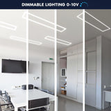 LUXRITE 1x4 FT Edge-Lit Frame LED Panel Lights, 5CCT Selectable 3000K-6500K, 2600/3900/5200LM, 20W/30W/40W Switch, Grid Drop Ceiling Lights, 0-10V Dimmable, Damp Rated, 100-277V, ETL Listed (4 Pack)