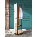Hlixzoy Solid Wood Dressing Mirror Fitting Mirror Full Body Mirror Floor Mirror with Makeup Cabinet Hanger Integrated Storage Bedroom Home