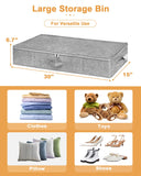 Under Bed Storage, 2 Pack Underbed Storage Container Bags With Lid, Foldable Sturdy Clothes Storage Drawer Organizer W/ 3 Handles, Ultra Thick Fabric Blanket Shoe Storage Box, 30x15x6.7inch, Grey