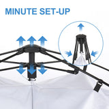 Double Dressing Tent,Oversize 2 Rooms Shower Tent, 7.5 FT Outdoor Pop up Changing Room, Instant Extra Wide Privacy Shelter for Camping Dressing Toilet Bathroom with Carry Bag, Blue & White