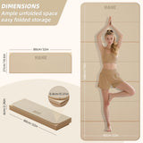 Foldable Yoga Mat, 74"Lx32"Wx1/3"Thick, Folding Exercise Mat, Non-slip Wide Pilates Mats for Home Workout/Travel, Portable Yoga Mat Thick s (Cream)