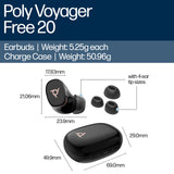 Voyager Free 20 – True Wireless Earbuds in Black - Adaptive ANC, AI Enhanced Audio and Personalized Comfort - Works with PC/Mobile Poly