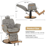 BarberPub Heavy Duty Barber Chair, Professional Reclining Salon Chair for Hair Stylist, Hydraulic Pump Barber Chairs for Barbershop, Salon&Spa Equipment 9246 (Grey)