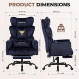 Big and Tall Office Chair,Wide Criss Cross Legged Chair, Flip Arm, NAVYBLUE