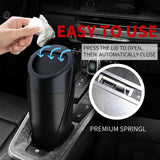 Car Trash Can with 90 Free Garbage Bags - Waterproof, Lid-Closed, Easy-to-Clean Cup Holder Trash Can