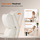 OKUP M30 Reclining Office Chair with Footrest, 170° Near-Flat, Cream
