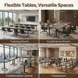 WXHYMXFDC Folding Conference Table with Wheels, Mobile Flip-Top Training Table, Modular Space-Saving Meeting Tables for Office, Classroom, Seminar, Classroom,Library,55in,12