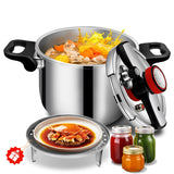 6.34 Quart Stainless Steel Pressure Cooker, Medium Size Stovetop Pressure Cooker, Induction Compatible, Heavy Duty, Even Heat Base for Daily Family Cooking
