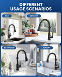 Touchless Kitchen Faucet Motion Sensor - Activated Smart Hands Free Kitchen Faucets with Pull Down Sprayer Single Handle Kitchen Sink Faucet,Matte Black