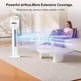 Antarctic Star 37-Inch Bladeless Portable Tower Fan 80°Oscillating,Quiet Cooling with 12H Timer Remote Control, 6 Speed, 4 Modes, LED Display,Standing Fan Powerful for Bedroom Office Dorm, White