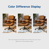 HomeZeer Brown Office Chair with Memory Foam Cushion, Fabric Office Chair with Wheels and Arms