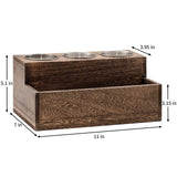 RJMKD Wooden Hair Dryer Holder - Rustic Hair Tools Organizer with 3 Circular Holes and 1 Compartment, Wooden Hair Accessories Organizer for Bathroom Vanity Countertop Storage Hair Dryer, Accessories