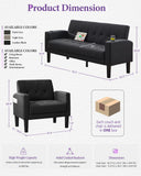 62" W Leather Loveseat and 2 Chairs, Living Room Sets w/Charging Station