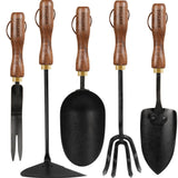 Garden Tool Set,5Pcs Gardening Tools, Stainless Steel Heavy Duty Hand Cultivator, Hoes, Shovel, Trowel and Weeder