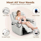 Electric Nursery Recliner Chair, Triple Motor Power Glider, 270° Swivel Rocking Chair with Adjustable Armrests, 8-Point Massage & Lumbar Heating, Phone Holder & Storage, Upholstered Nursing Chair