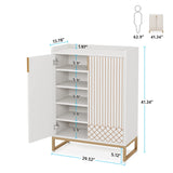 Tribesigns Shoe Cabinet with Doors, 5 Tiers Shoe Storage Cabinet for Entryway, 25 Pairs Wooden Shoe Cabinets, Modern Shoe Organizer Storage for Living Room, Bedroom, Hallway, Closet, White