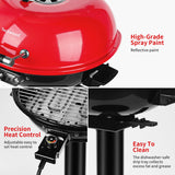 Electric Grill Outdoor BBQ, Techwood 15-Serving Indoor/Outdoor Electric Grill for Indoor & Outdoor Use, Double Layer Design, Portable Removable Stand Grill, 1600W (Stand Red BBQ Grills)