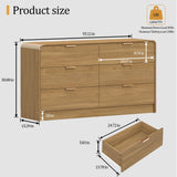 blini 6-Drawer Dresser for Bedroom, 55" Wide Wooden Chest of Drawers Modern Dressers & Chests of Drawers for Living Room, Entryway, Home Office