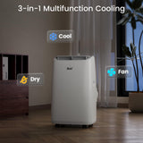 DuraComfort 14,000 BTU Portable Air Conditioner for Rooms up to 700 Sq.Ft, 3-in-1 Portable AC Unit with Cooling, Fan & Dehumidifier, Remote Control and Window Installation Kit