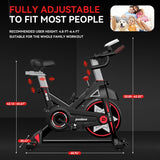 Exercise Bike, pooboo Stationary Bike for Home Gym, Magnetic Resistance Indoor Cycling Bike w/Comfortable Seat Cushion & Tablet Mount, Silent Belt Drive Indoor Bike for Cardio Workout pooboo