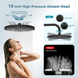 Hibbent cUPC Certified Self-cleaning Shower Head Combo, High Pressure 10'' Rain Showerhead with 3-Spray Handheld, All Metal Arm with Easy Reach 4-way Diverter, 71" Hose & Holder, Oil-rubbed Bronze