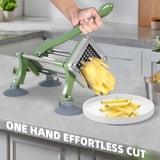 French Fry Cutter Commercial Grade, Heavy Duty Potato Slicer, French Fries Cutter for Sweet Potato, Carrot, Yam, Cucumbers with 3/8" 1/2" 1/4" and 8 wedge Stainless Steel Blade, Green