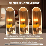 Pertetey 81x34 Inch LED Arched Full Length Mirror with Lights, Black Frame Dimmable & 3 Color Modes LED Full Body Dressing Standing or Wall Mounted Long Mirror