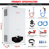 Tankless Water Heater Propane,2.64GPM 10L Outdoor Portable water heater,with 2 GPM Water Pump, Instant Propane water heater with Digital Display Multi-Protection for Camping Trips