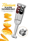MegaWise 3-in-1 Hand Blender Set with Variable Speed Control, 400W Immersion Blender - Includes Whisk, Milk Frother, Chopper, and Beaker for Smoothies, Soups, and Baby Food (RED)