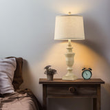 SAIWEYA 27.5" Vintage Farmhouse Table Lamps Set of 2 Bedside Lamp, 3 Way Dimmable Bedroom Lamps with 2 USB Ports +AC Outlet Nightstand Lamp Rustic Lamp