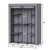 HODYANN Portable Closet, Wardrobe Closet with 10 Storage Shelves and 2 Hanging Rods, Non-Woven Fabric Cover, 52.4 x 18.1 x 66.6 Inches Closet Organizer for Bedroom, Gray