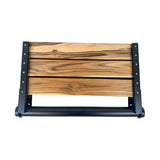 Teak Shower Seat Bench with Back - Wall Mounted Fold Up Shower Seat, Waterproof Folding Teak Bath Chair for Seniors, 304 Stainless Steel Frame, with 300 lbs Capacity - 24" Length, Matte Black
