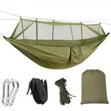 Camping Hammock, Portable Hammocks with Mosquito Net, Hammock Tent for Outside Hiking Travel Camping Gear Must Haves (Green)