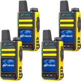 OMIZN G3 4G LTE Walkie Talkie, No Monthly Fee, AES-256 Encryption, Nationwide & Worldwide Push-to-Talk Radio, Preloaded SIM Card, 8000mAh Rechargeable Battery, Yellow 4 Pack