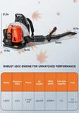 HTK 63 CC Gas Backpack Leaf Blower - 2-Stroke Engine, High-Velocity 665 CFM, Ergonomic Design, Low Vibration